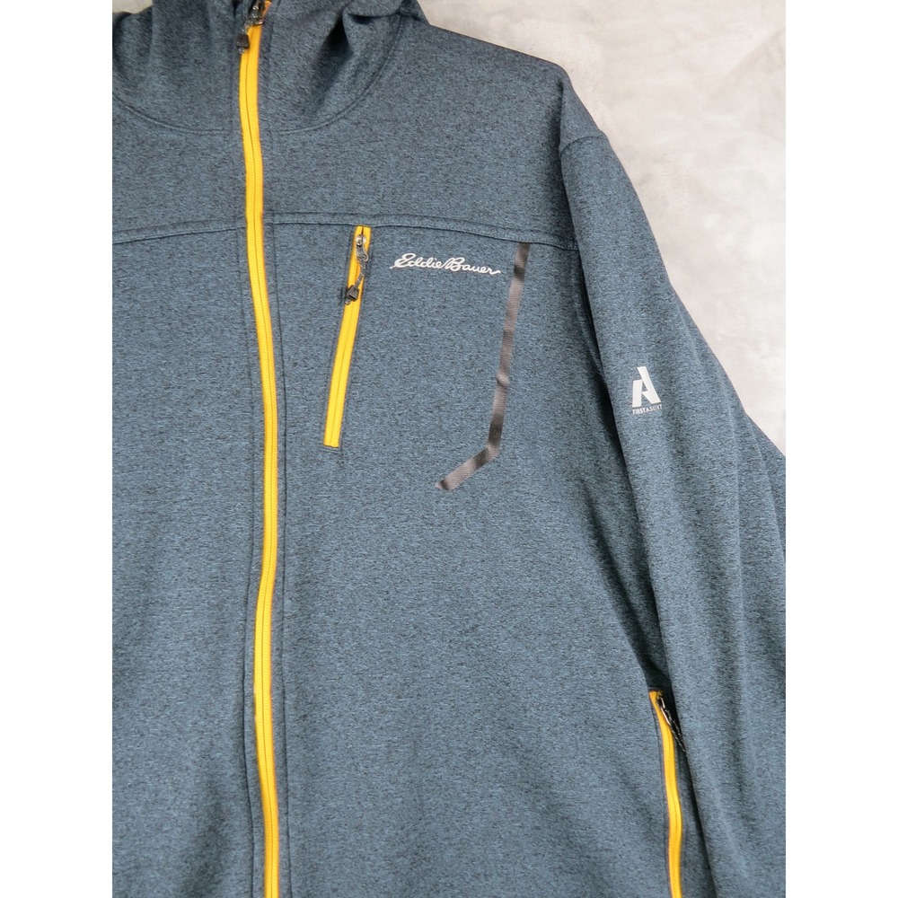 Eddie Bauer Fleece Jacket XL Gray Yellow  First Accent Outdoor Performance - Picture 3 of 8